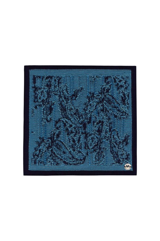 Etnik Desen Lacivert-Mavi Örgü Mendil