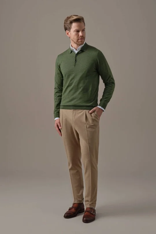 Hemington - Extrafine Merino Açık Yeşil 3 Düğme Polo Triko (2)