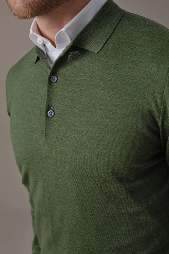Hemington - Extrafine Merino Açık Yeşil 3 Düğme Polo Triko (3)