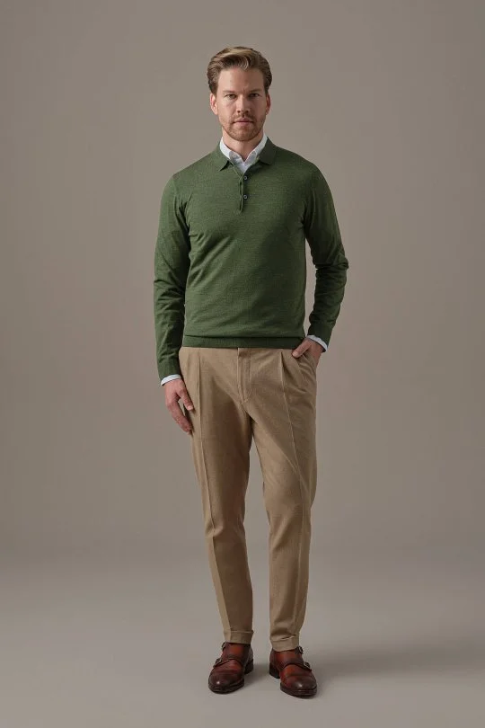 Hemington - Extrafine Merino Açık Yeşil 3 Düğme Polo Triko (4)