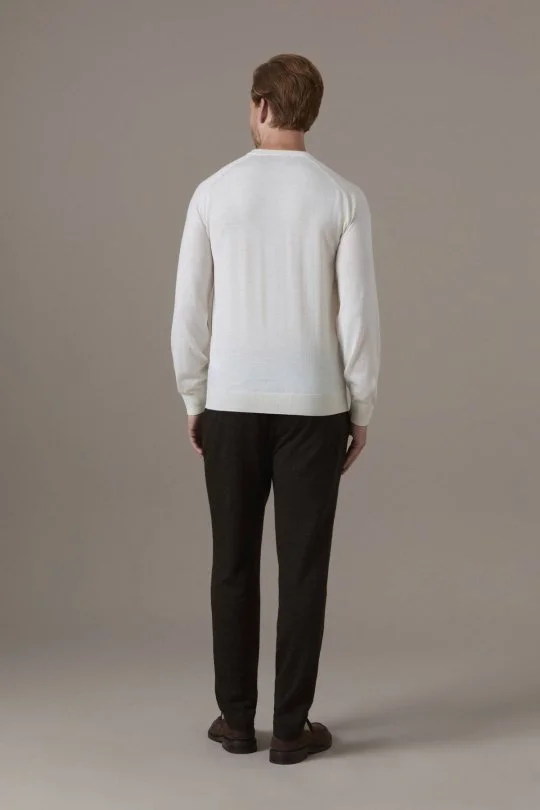 Extrafine Merino Argyle Desen Ekru Triko