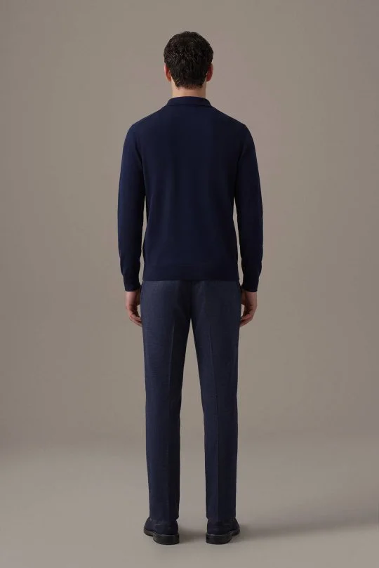 Extrafine Merino Argyle Desen Lacivert Triko