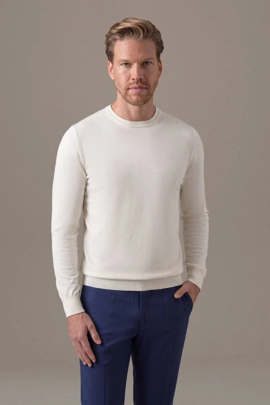 Hemington - Extrafine Merino Bisiklet Yaka Beyaz Triko (1)