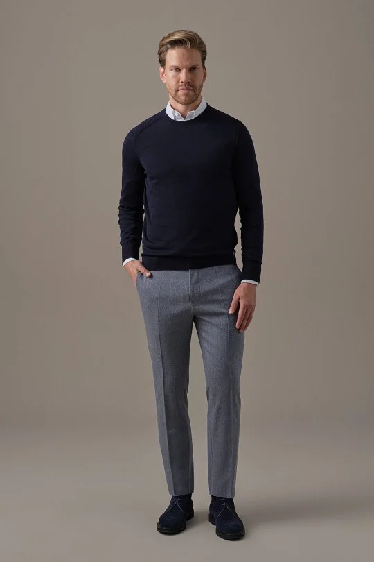 Hemington - Extrafine Merino Bisiklet Yaka Lacivert Triko (2)