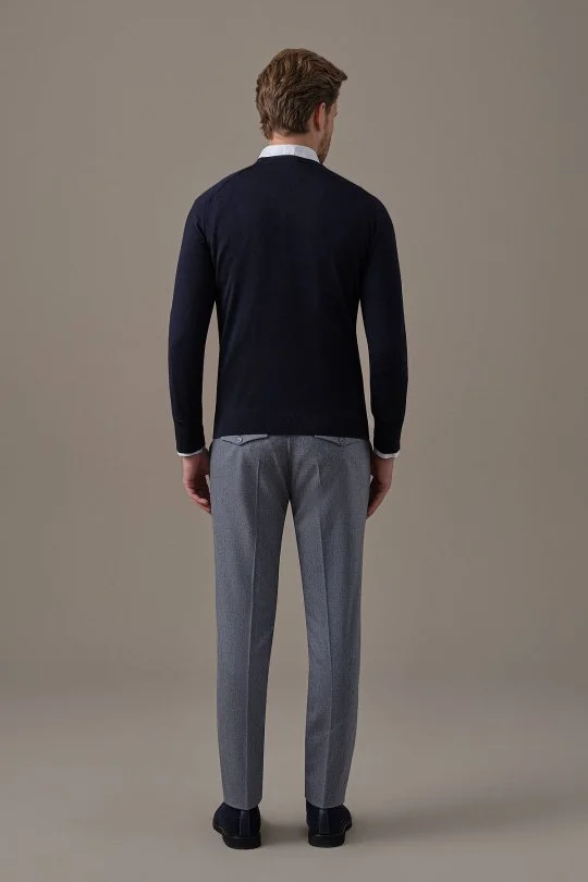 Hemington - Extrafine Merino Bisiklet Yaka Lacivert Triko (5)