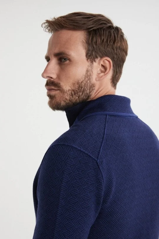 Hemington - Extrafine Merino Çift Taraflı Lacivert Triko Ceket (5)