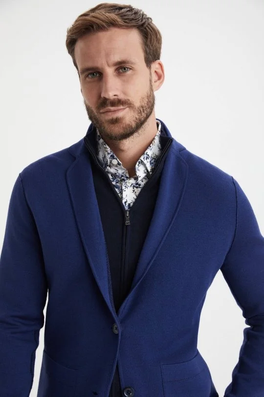 Hemington - Extrafine Merino Çift Taraflı Lacivert Triko Ceket (6)