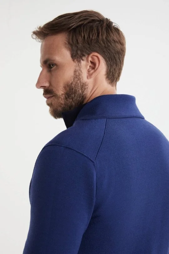 Hemington - Extrafine Merino Çift Taraflı Lacivert Triko Ceket (4)