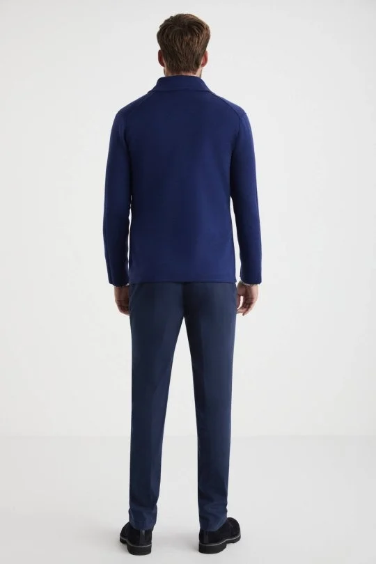 Hemington - Extrafine Merino Çift Taraflı Lacivert Triko Ceket (7)