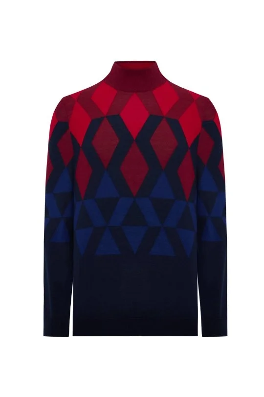 Hemington - Extrafine Merino Desen Lupetto Yaka Lacivert Triko (6)