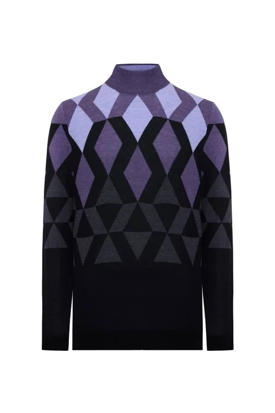 Hemington - Extrafine Merino Desen Lupetto Yaka Siyah Triko (6)
