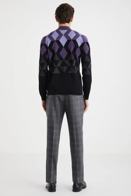 Hemington - Extrafine Merino Desen Lupetto Yaka Siyah Triko (5)