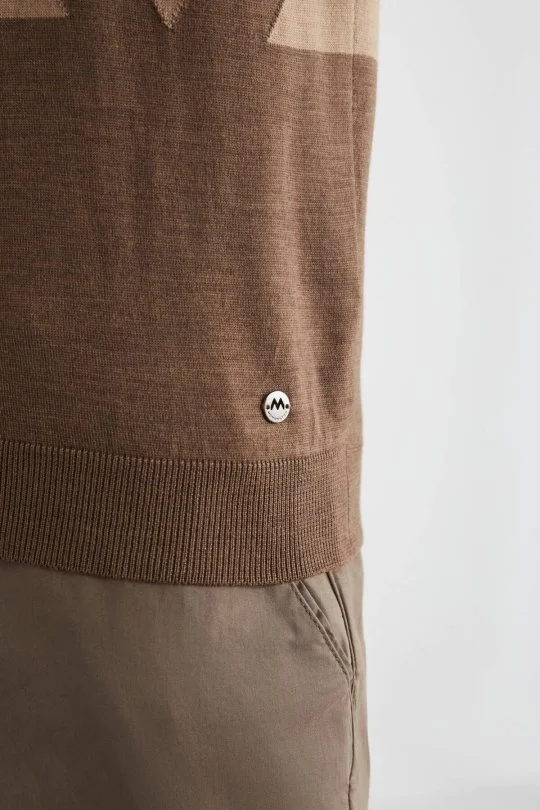 Hemington - Extrafine Merino Desen Lupetto Yaka Tütün Rengi Triko (6)