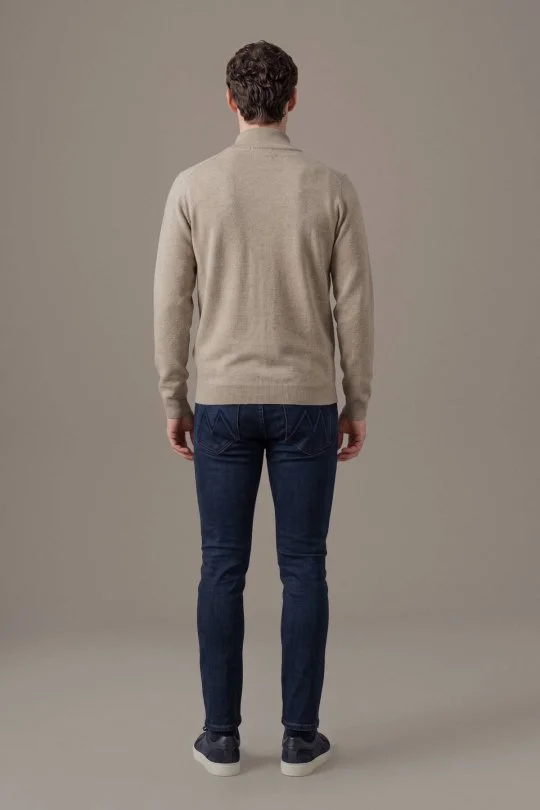 Hemington - Extrafine Merino Fermuarlı Vizon Rengi Triko Hırka (5)