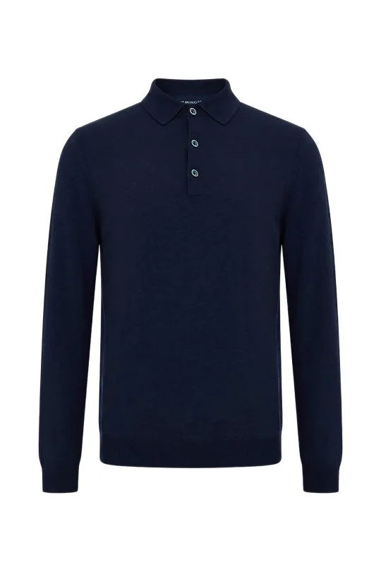 Hemington - Extrafine Merino Lacivert 3 Düğme Polo Triko (6)