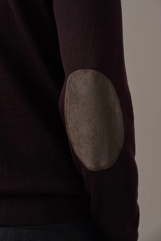 Extrafine Merino Mini Argyle Desen Bordo Fermuarlı Polo Triko