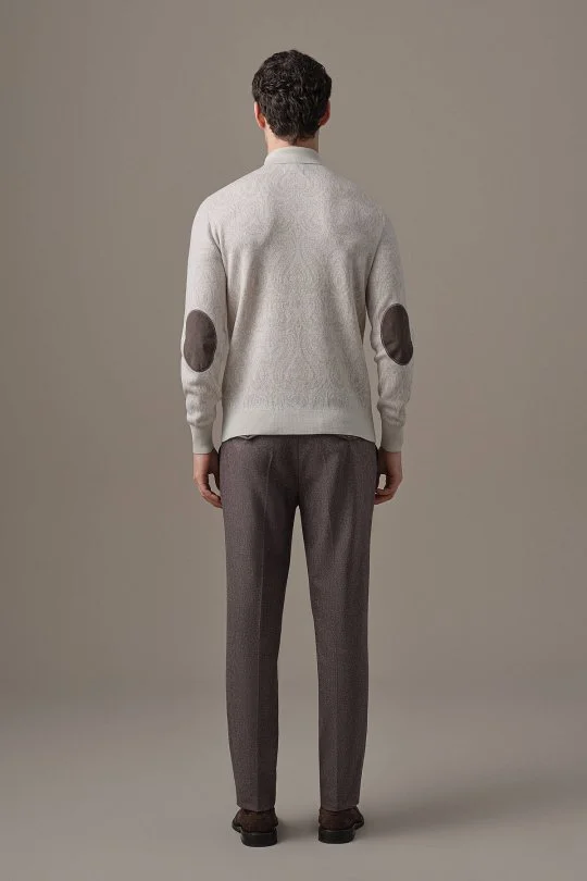 Hemington - Extrafine Merino Paisley Desen Bej Polo Triko (6)
