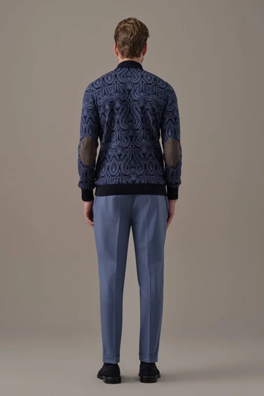 Hemington - Extrafine Merino Paisley Desen Lacivert Polo Triko (5)