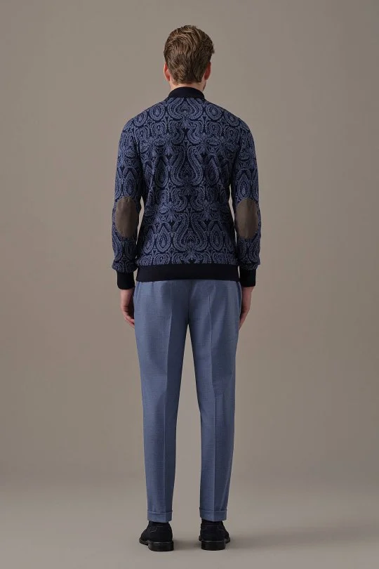 Hemington - Extrafine Merino Paisley Desen Lacivert Polo Triko (5)