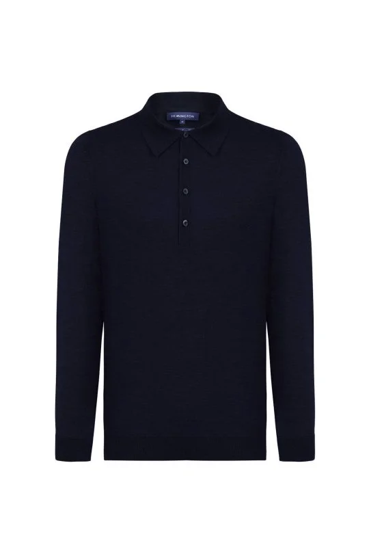 Hemington - Extrafine Merino Polo Yaka Lacivert Triko (6)