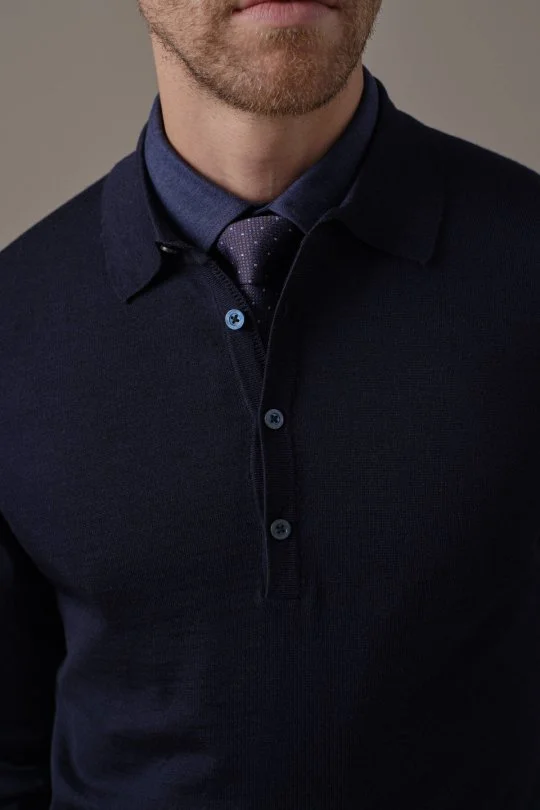 Hemington - Extrafine Merino Polo Yaka Lacivert Triko (2)