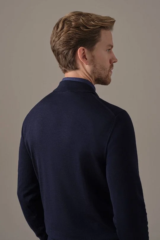 Hemington - Extrafine Merino Polo Yaka Lacivert Triko (5)