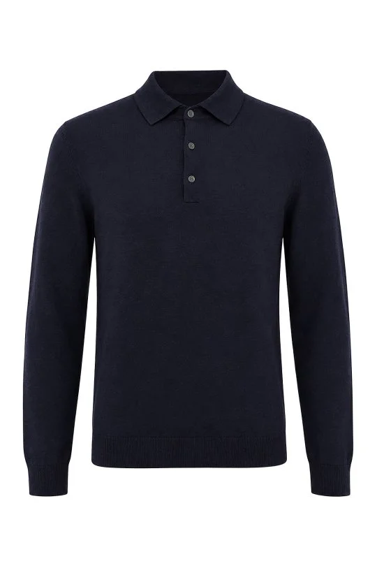 Hemington - Extrafine Merino Polo Yaka Lacivert Triko (7)