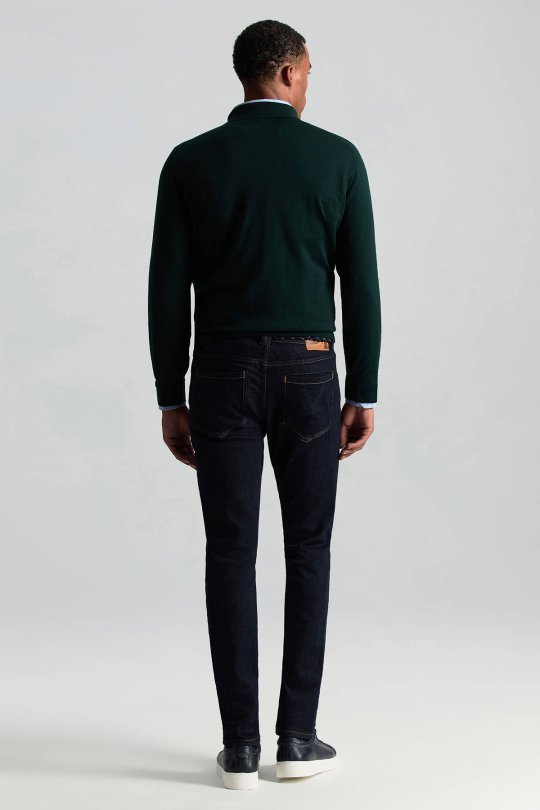 Extrafine Merino Polo Yaka Zümrüt Yeşili Triko