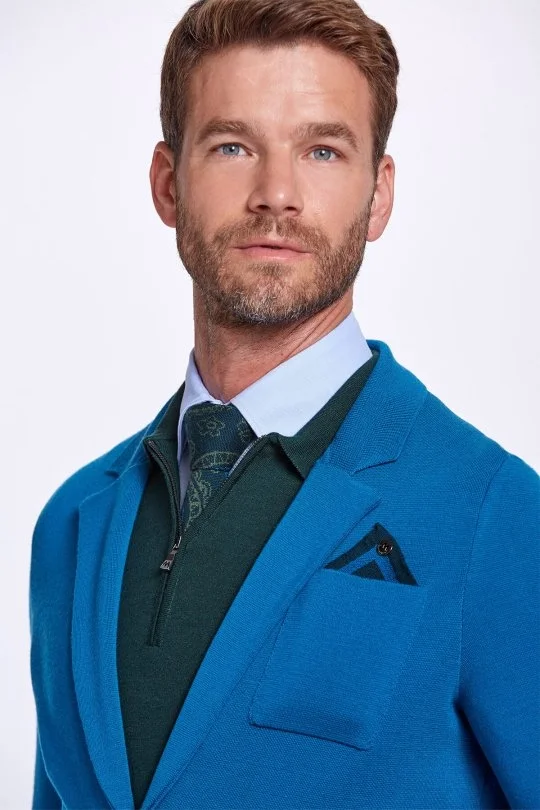 Hemington - Extrafine Merino Triko Blazer Yeşil Ceket (2)