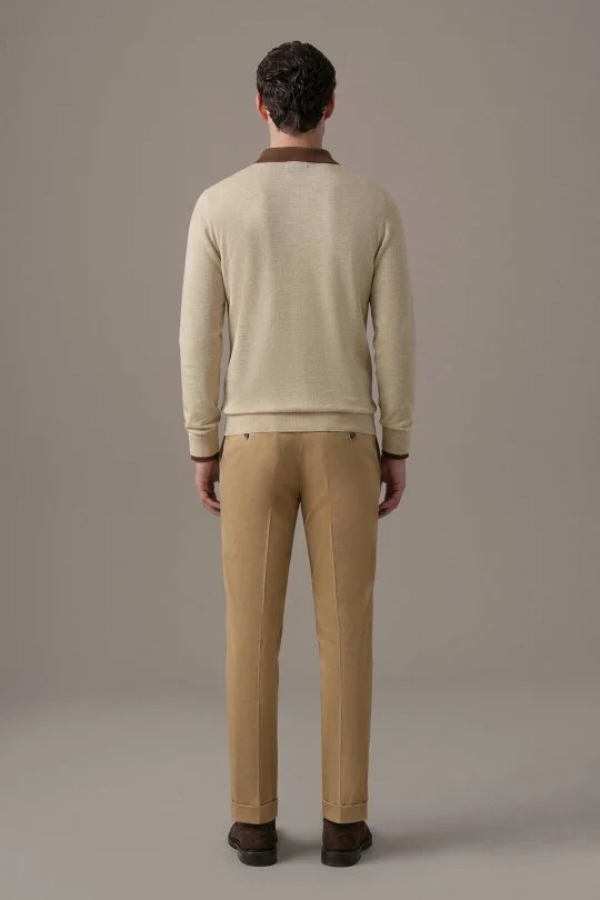 Extrafine Merino V Yaka Bej Triko