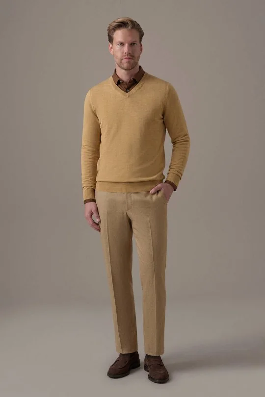 Extrafine Merino V Yaka Camel Triko