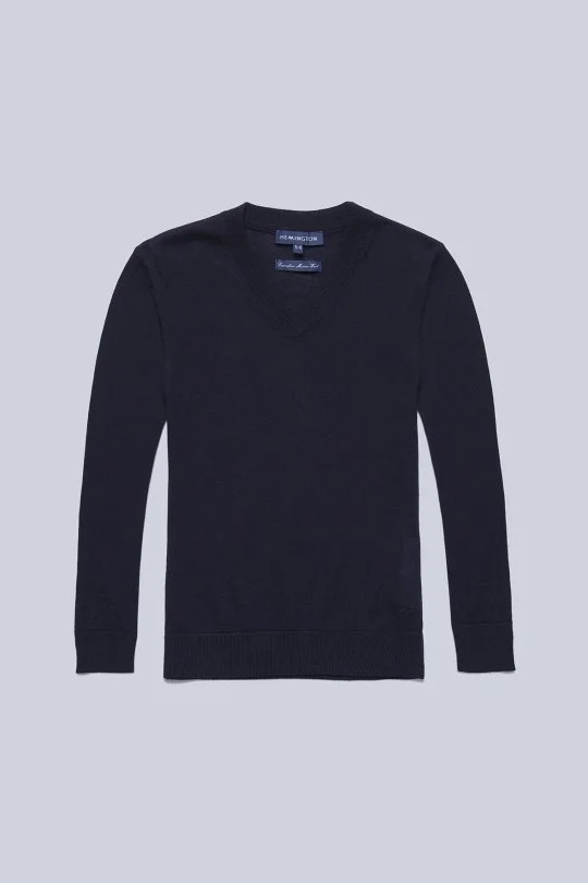 Extrafine Merino V Yaka Lacivert Çocuk Triko