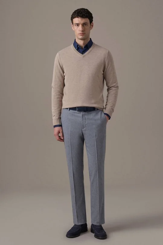 Extrafine Merino V Yaka Vizon Rengi Triko