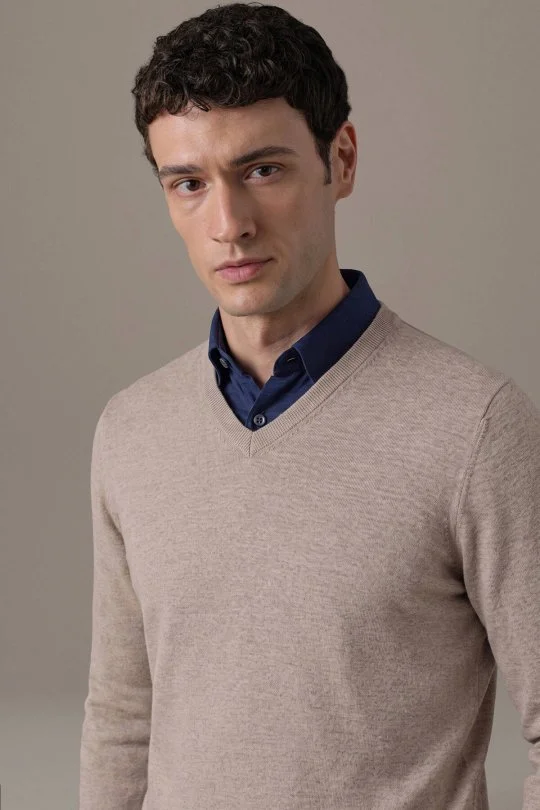 Extrafine Merino V Yaka Vizon Rengi Triko
