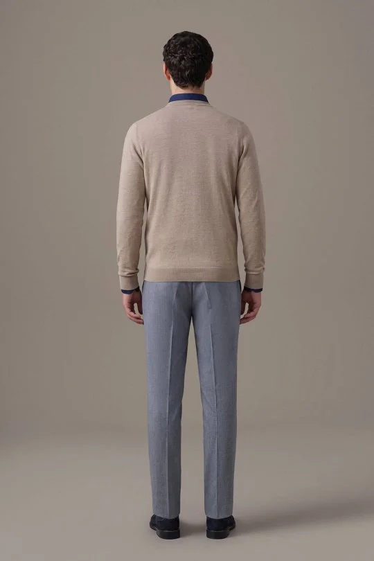 Extrafine Merino V Yaka Vizon Rengi Triko