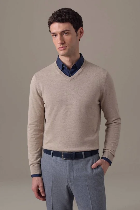 Extrafine Merino V Yaka Vizon Rengi Triko