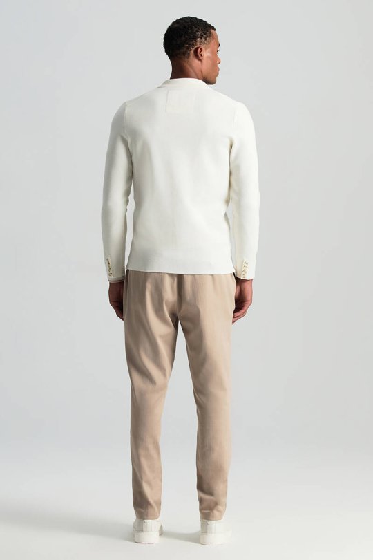 Extrafine Merino Ekru Triko Blazer Ceket