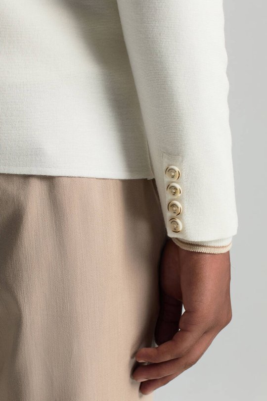 Extrafine Merino Ekru Triko Blazer Ceket