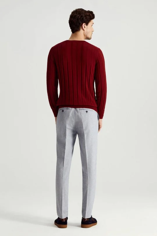 Hemington - Extrafine Merino Yün-Pamuk Karışım Desenli Bordo Triko (6)