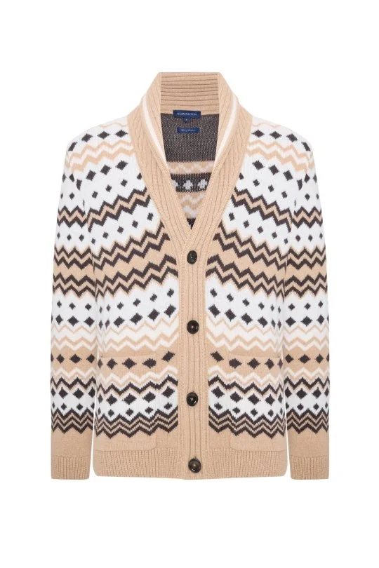 Hemington - Fair Isle Desen Kaşmir Yün Karışım Camel Hırka (6)