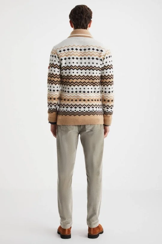 Hemington - Fair Isle Desen Kaşmir Yün Karışım Camel Hırka (5)