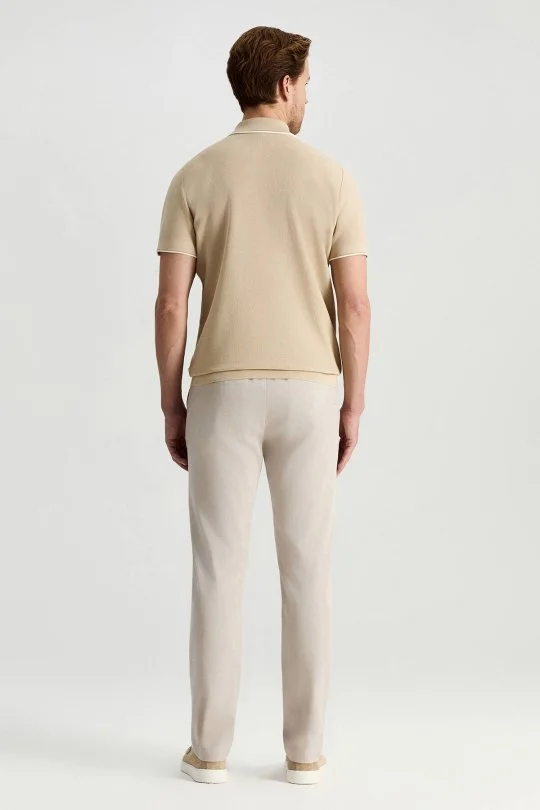 Hemington - Merserize Pamuk Fermuar Yaka Bej Triko Polo (5)
