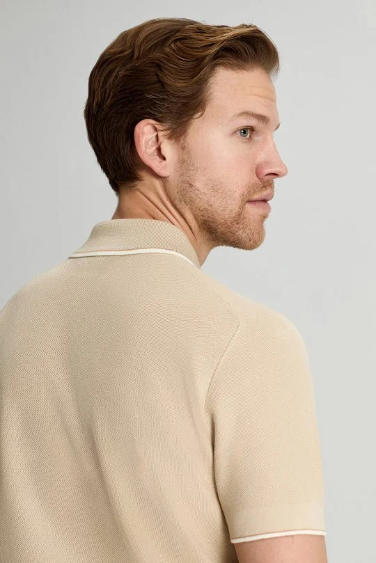 Hemington - Merserize Pamuk Fermuar Yaka Bej Triko Polo (4)