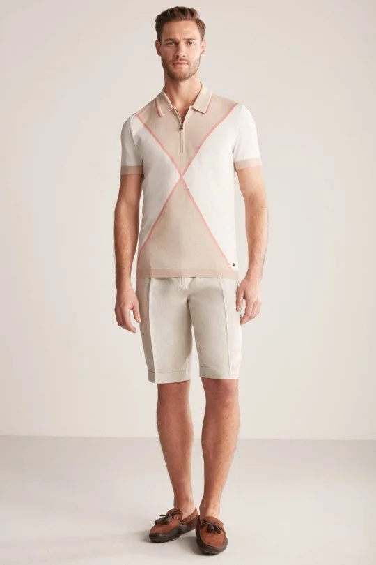 Hemington - Fermuar Detaylı Camel-Krem Rengi Triko Polo (1)