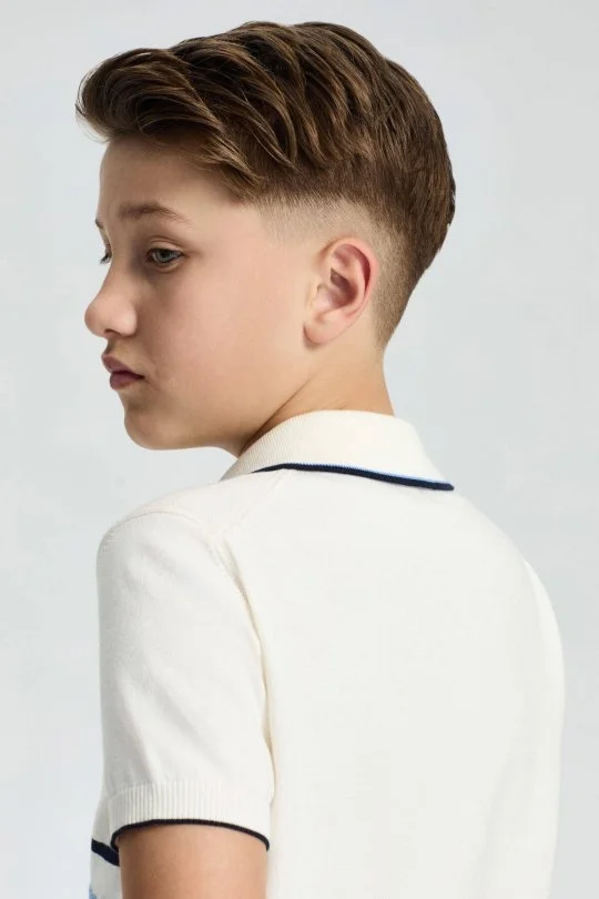 Hemington - Fermuar Detaylı Çizgi Desen Saf Pamuk Çocuk Triko Polo (2)