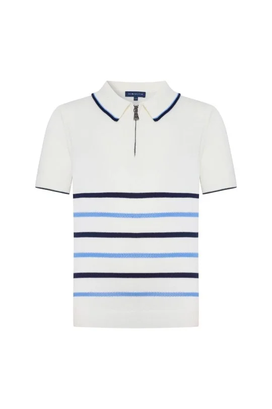 Hemington - Fermuar Detaylı Çizgi Desen Saf Pamuk Çocuk Triko Polo (5)