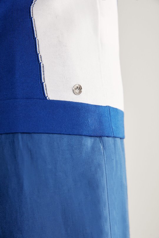 Fermuar Detaylı İndigo Merserize Pamuk Triko Polo