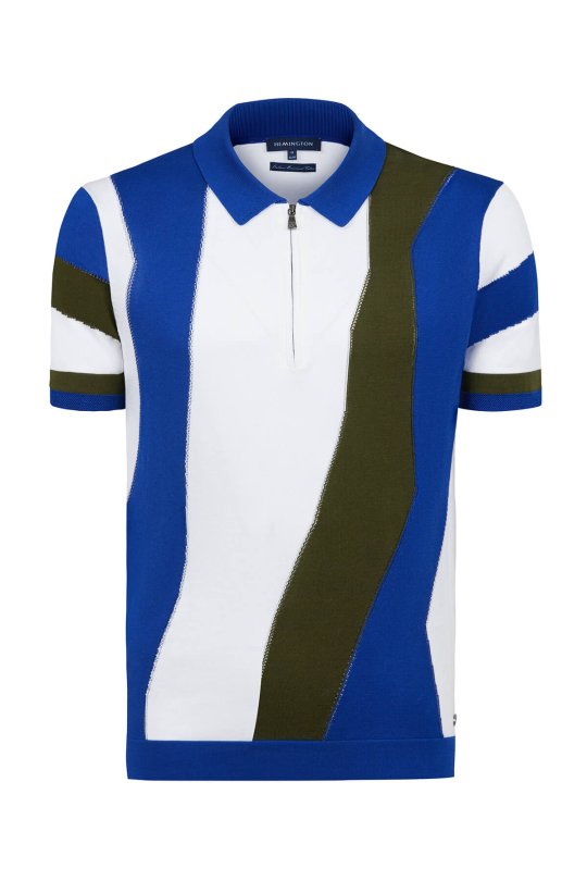 Fermuar Detaylı İndigo Merserize Pamuk Triko Polo