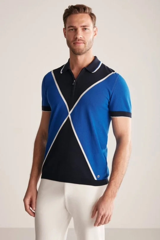 Hemington - Fermuar Detaylı Lacivert-İndigo Triko Polo (4)