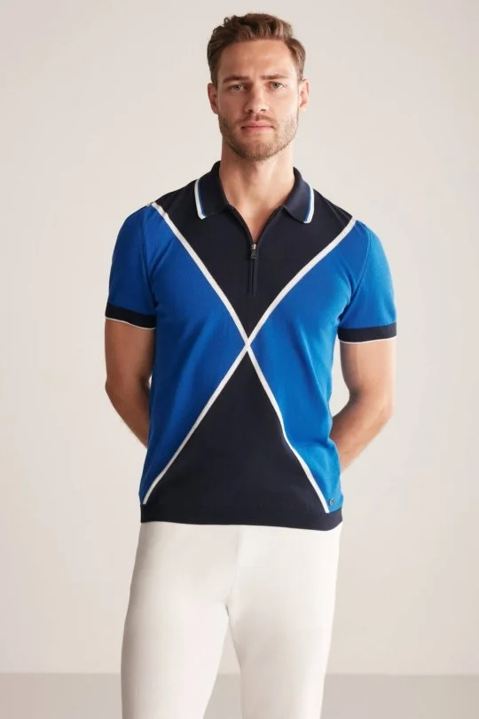 Hemington - Fermuar Detaylı Lacivert-İndigo Triko Polo (3)